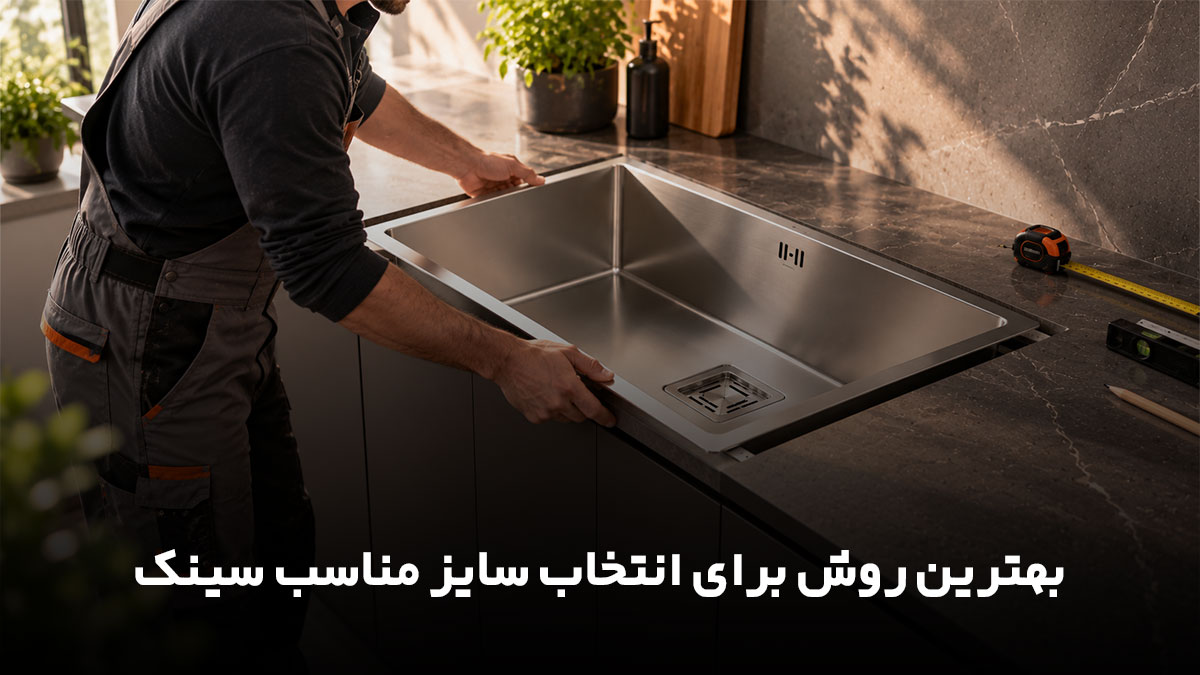 انتخاب سایز مناسب سینک ظرفشویی بر اساس ابعاد کابینت، فضای آشپزخانه و نیازهای روزمره